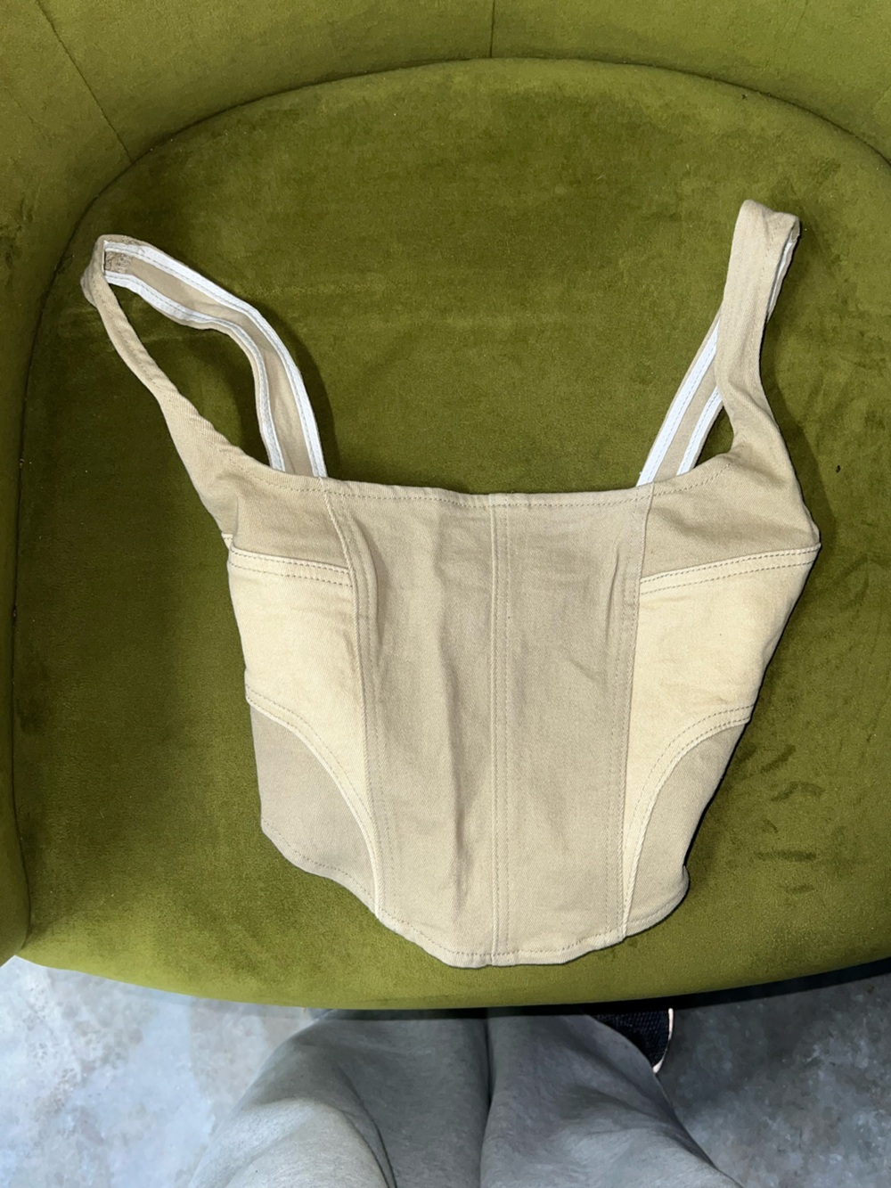 PrettyLittleThing Khaki Beige Zip-Front Crop Top